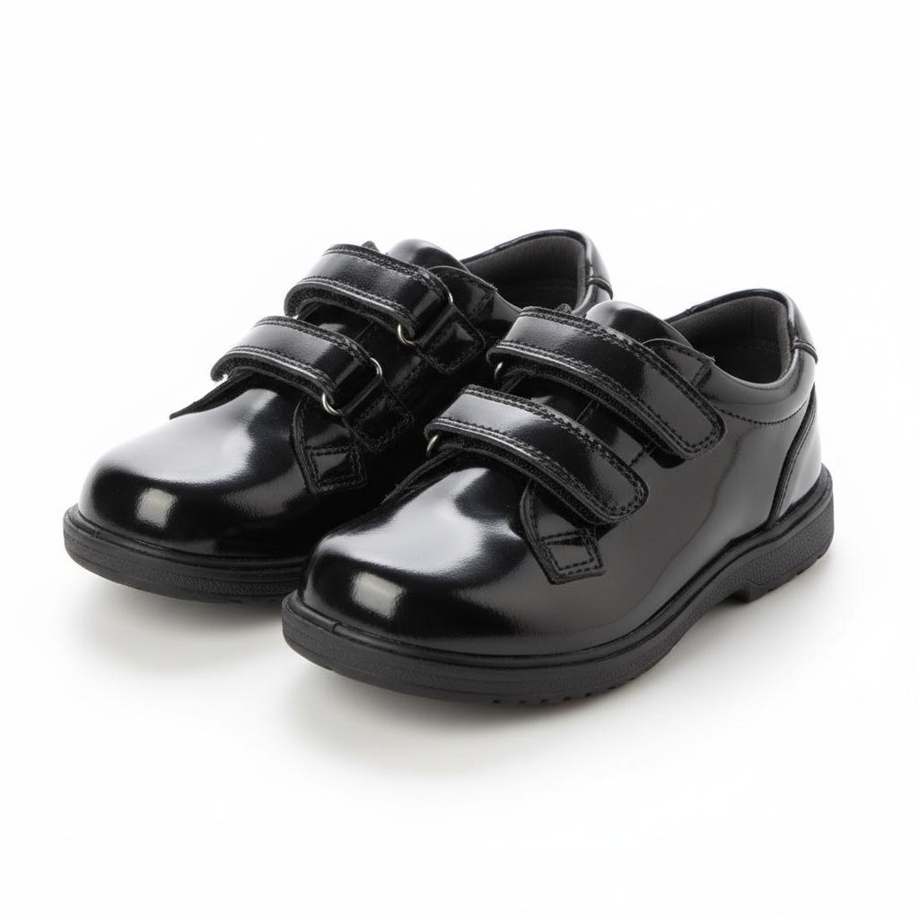 DAV Black Velcro Shoes Front